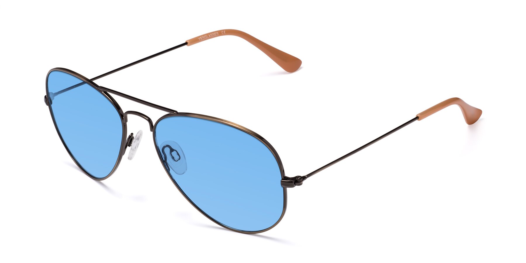 Angle of Yesterday in Antique Bronze with Medium Blue Tinted Lenses