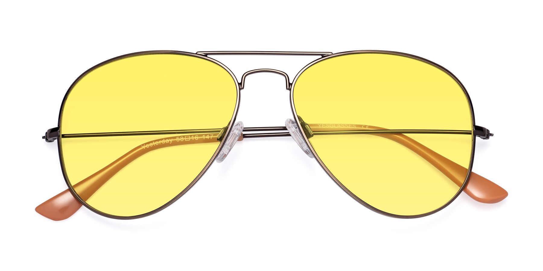 Folded Front of Yesterday in Antique Bronze with Medium Yellow Tinted Lenses