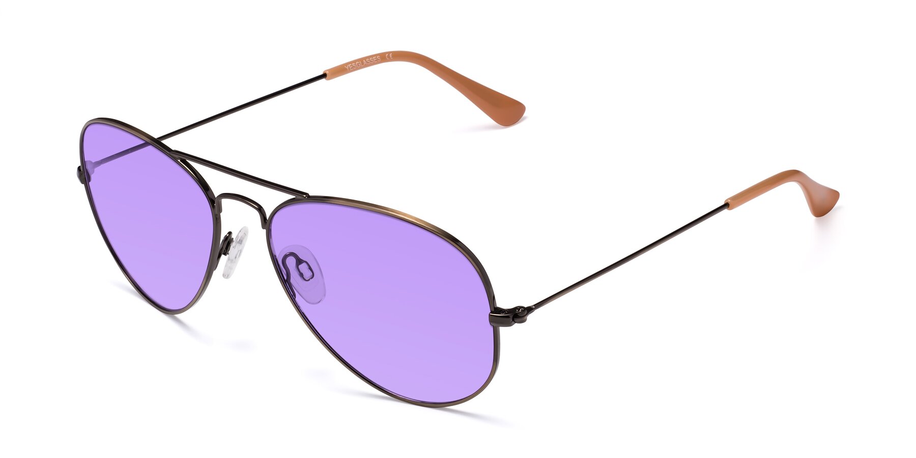 Angle of Yesterday in Antique Bronze with Medium Purple Tinted Lenses