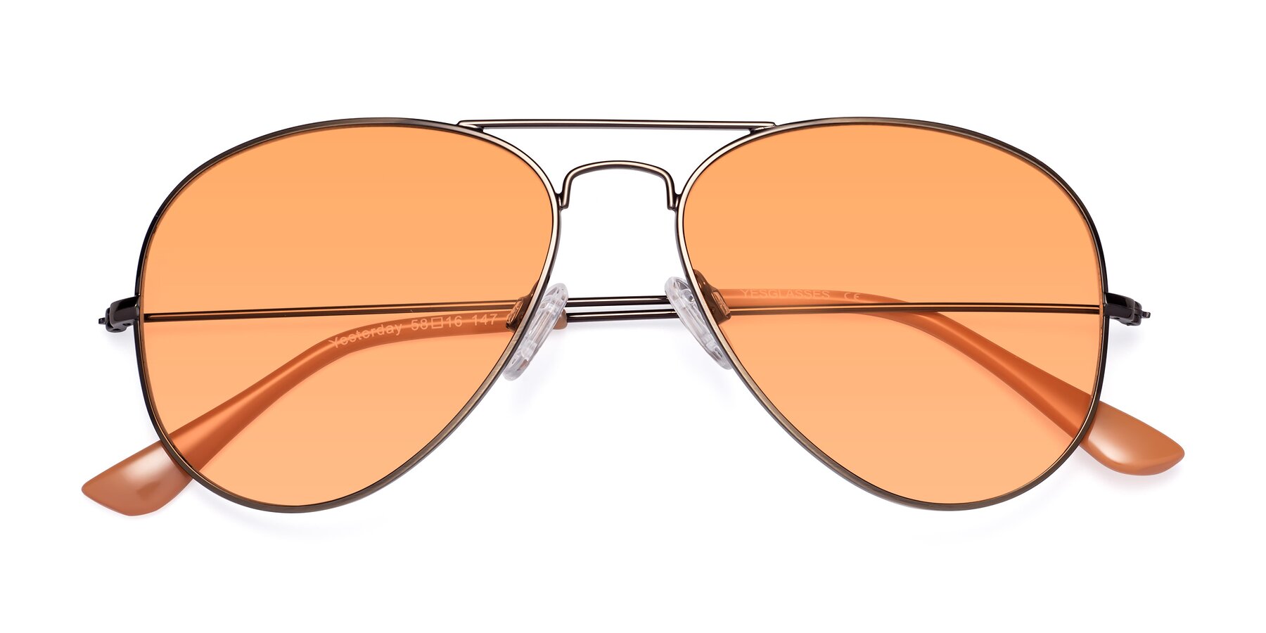 Folded Front of Yesterday in Antique Bronze with Medium Orange Tinted Lenses