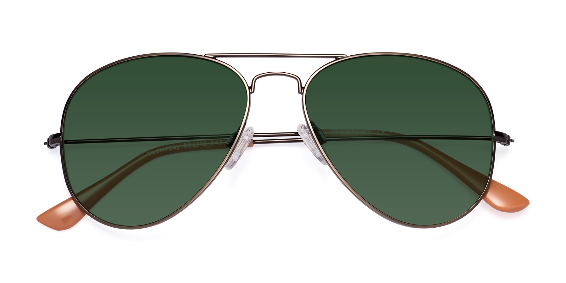 Folded Front of Yesterday in Antique Bronze with Green Tinted Lenses