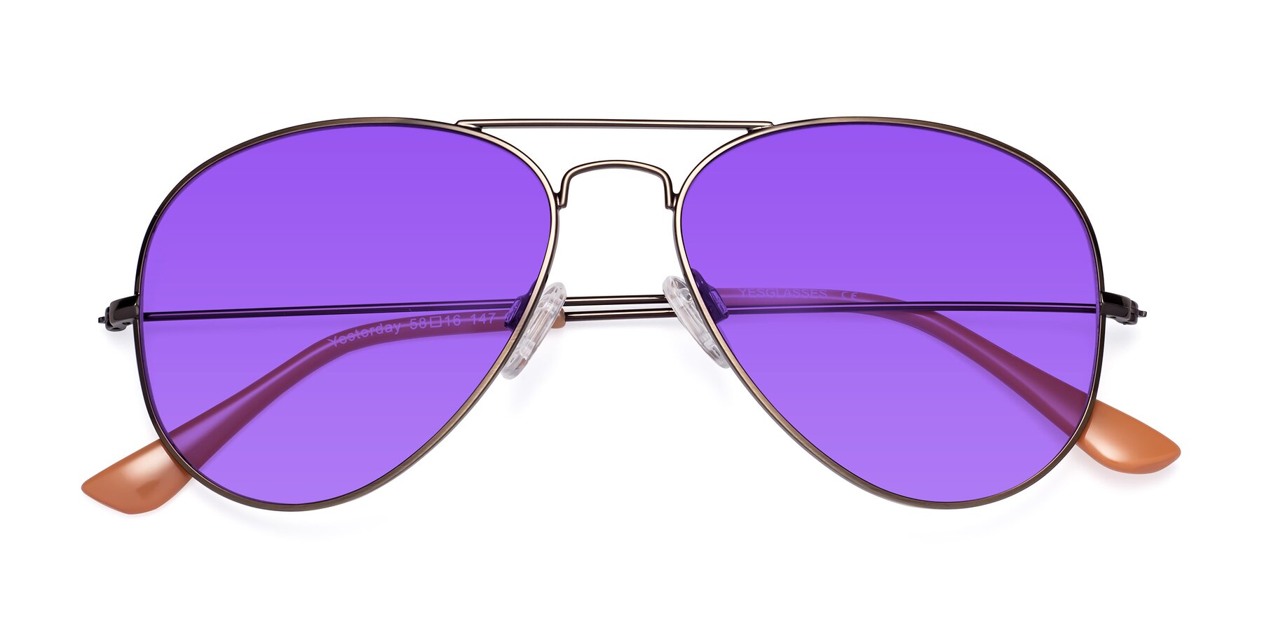 Folded Front of Yesterday in Antique Bronze with Purple Tinted Lenses
