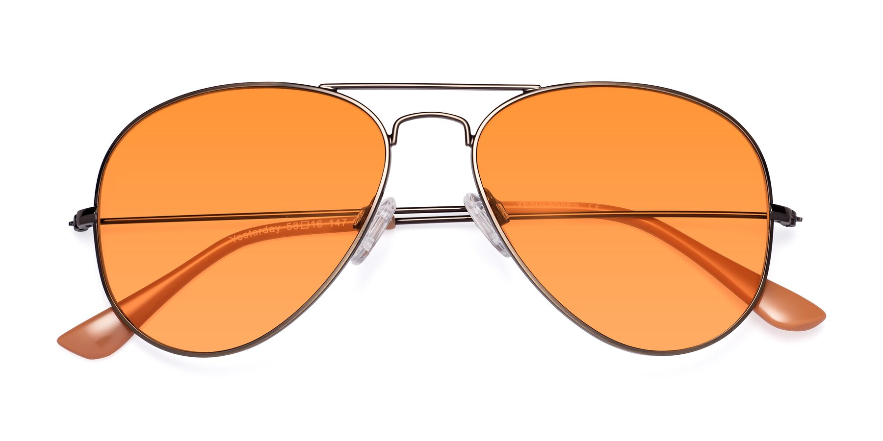 Folded Front of Yesterday in Antique Bronze with Orange Tinted Lenses