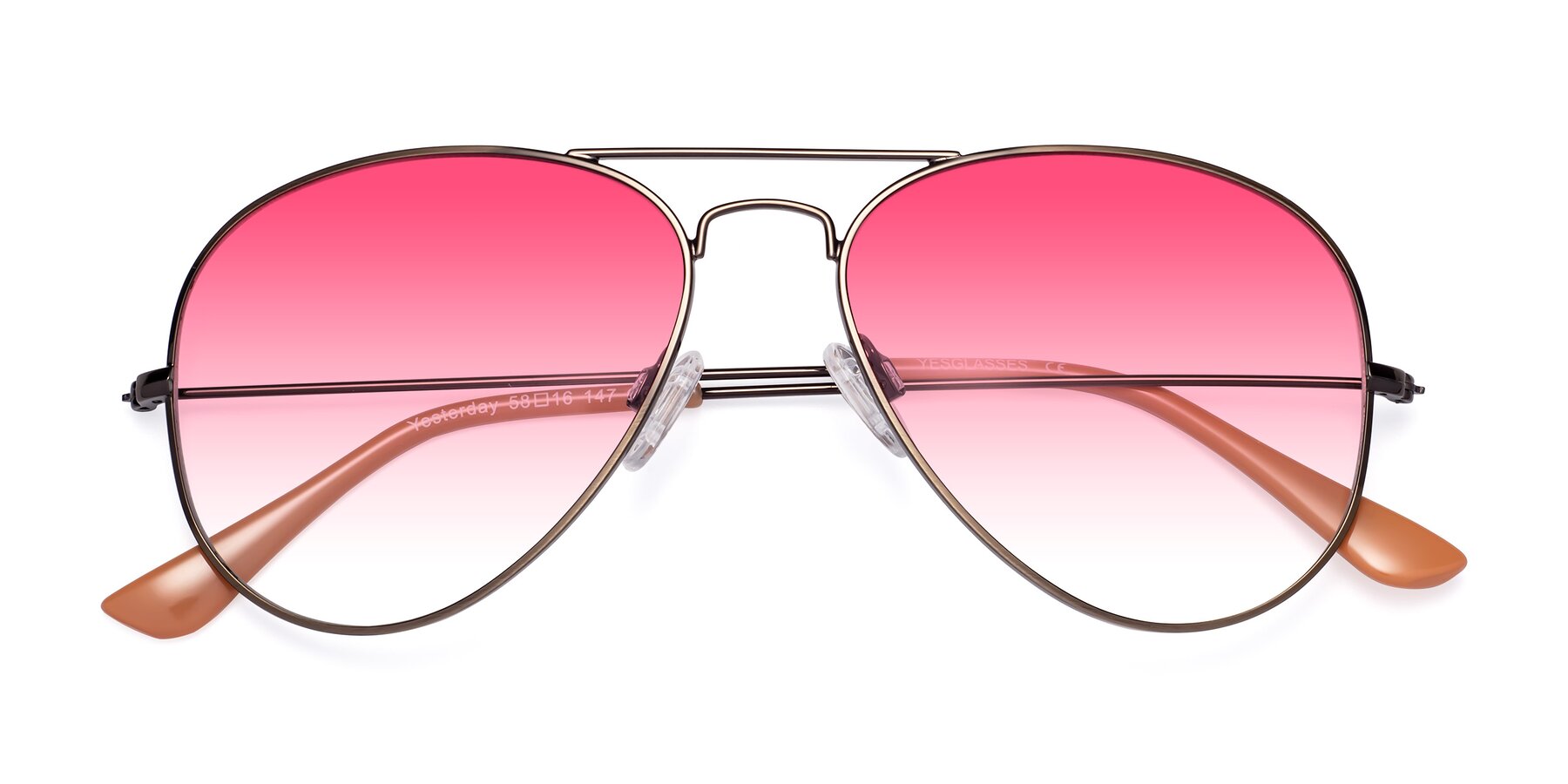 Folded Front of Yesterday in Antique Bronze with Pink Gradient Lenses