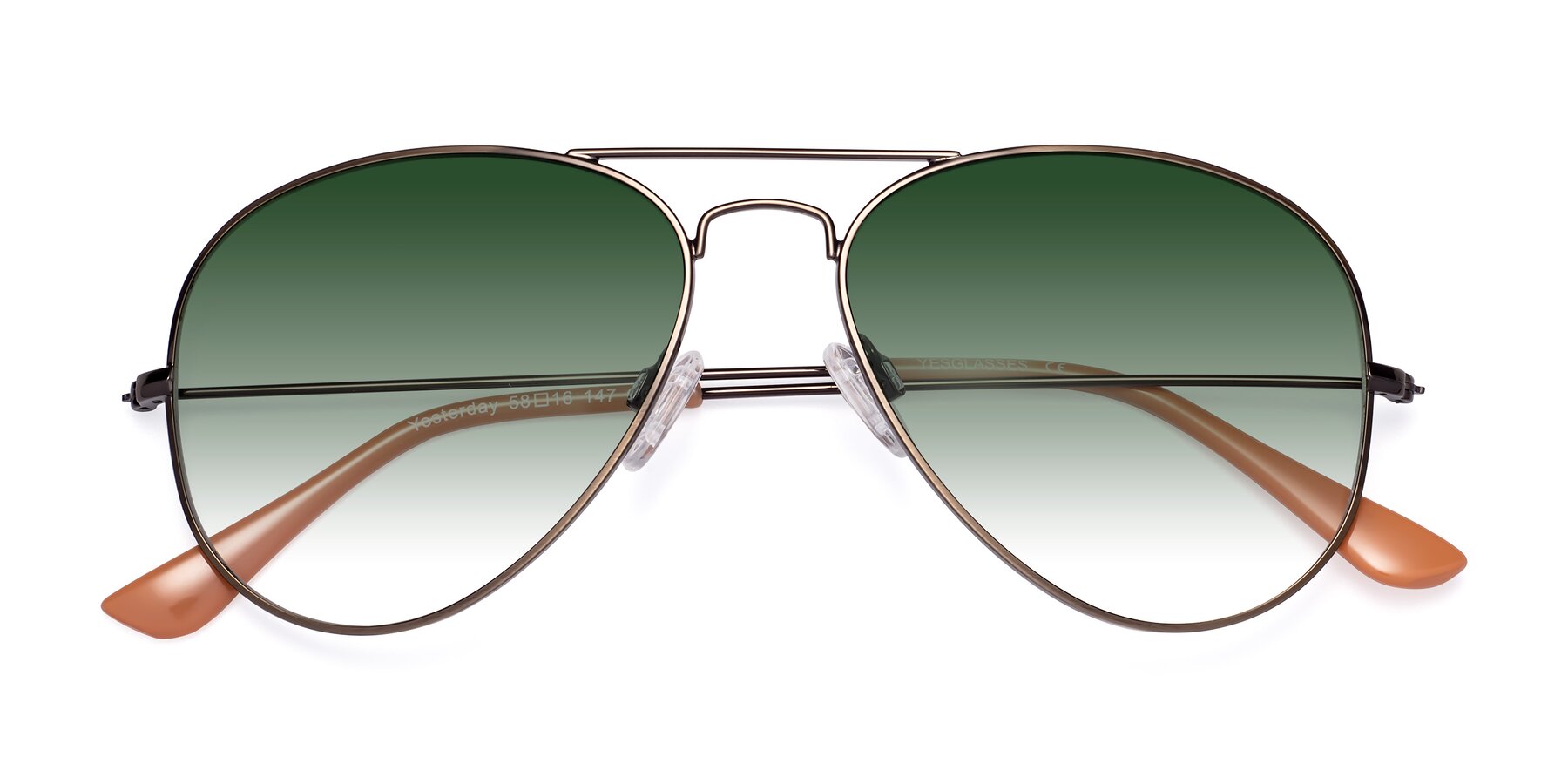 Folded Front of Yesterday in Antique Bronze with Green Gradient Lenses