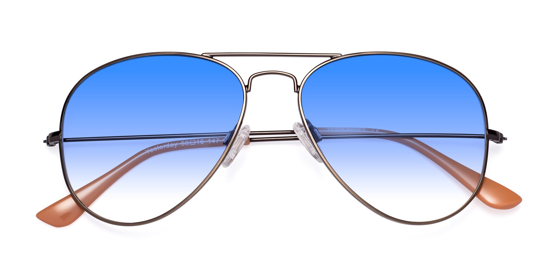 Folded Front of Yesterday in Antique Bronze with Blue Gradient Lenses