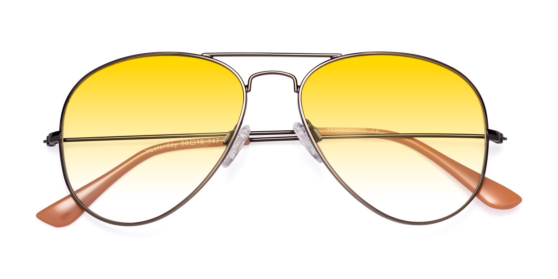 Folded Front of Yesterday in Antique Bronze with Yellow Gradient Lenses