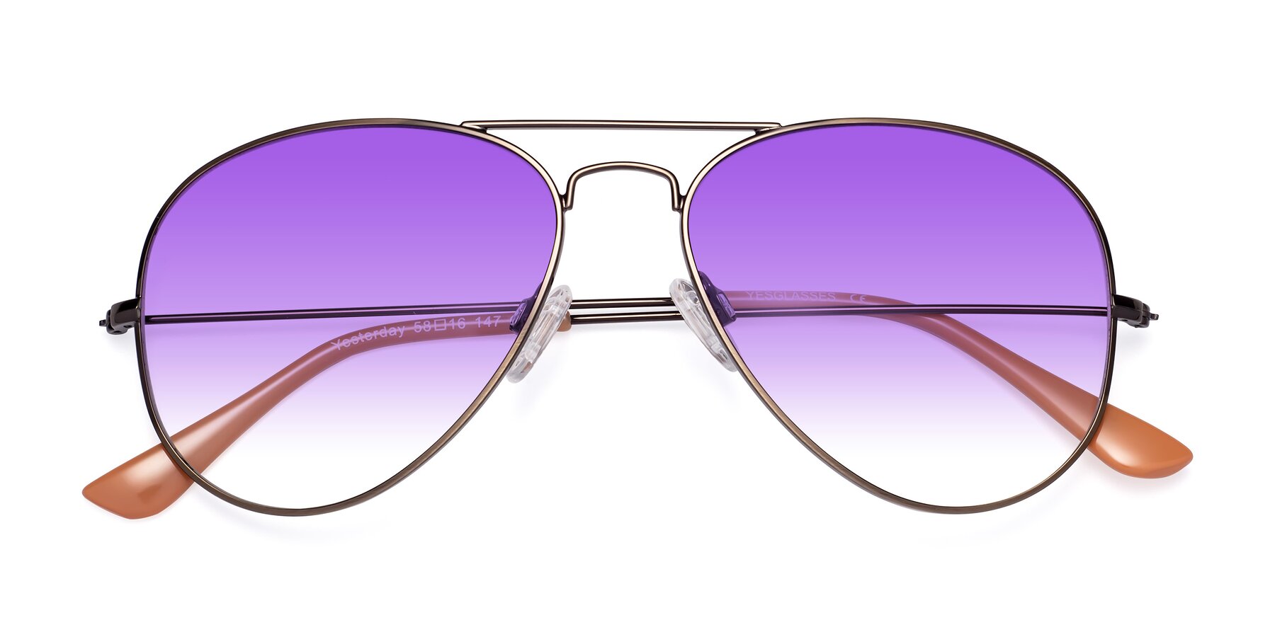 Folded Front of Yesterday in Antique Bronze with Purple Gradient Lenses