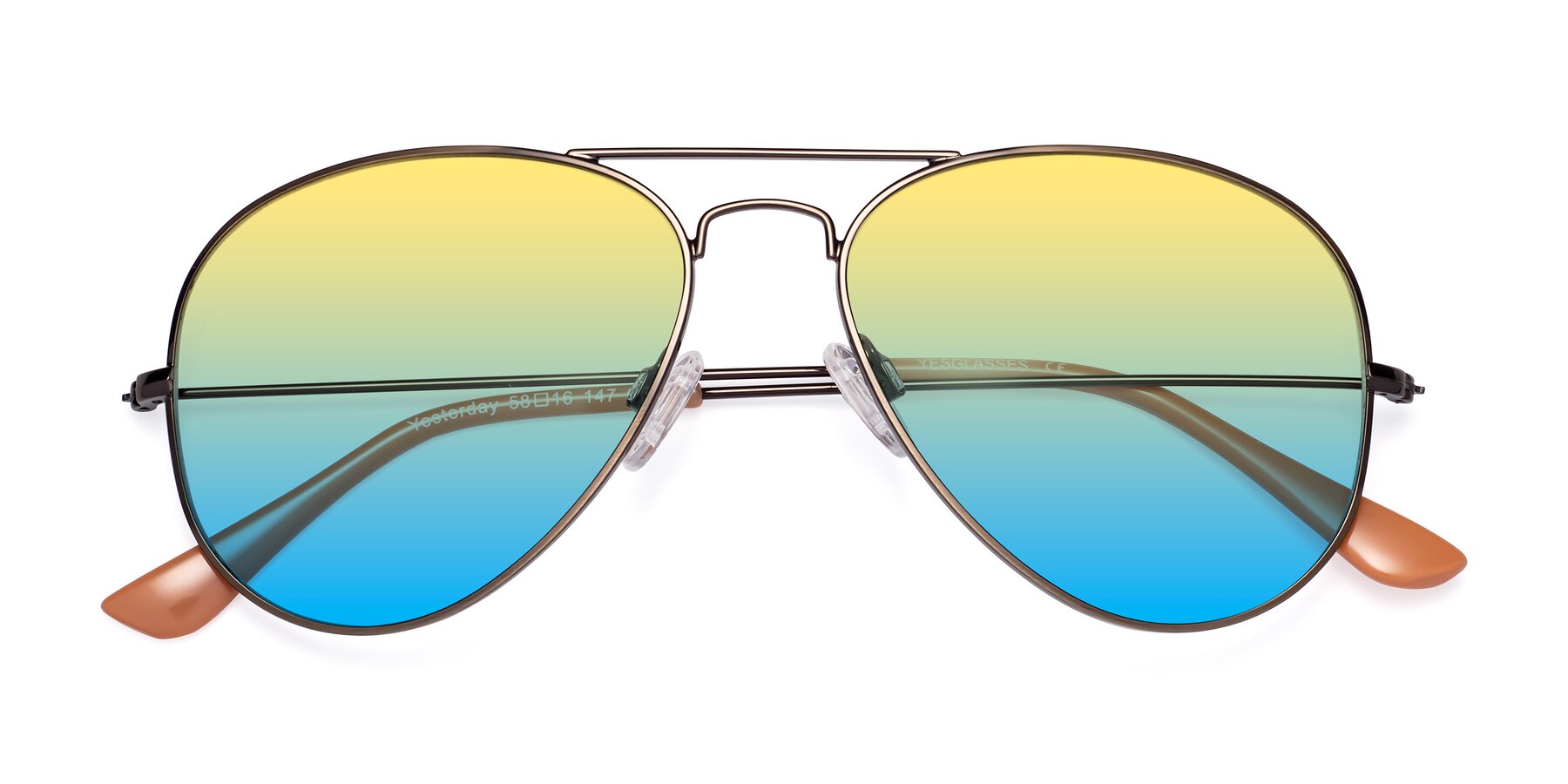 Folded Front of Yesterday in Antique Bronze with Yellow / Blue Gradient Lenses