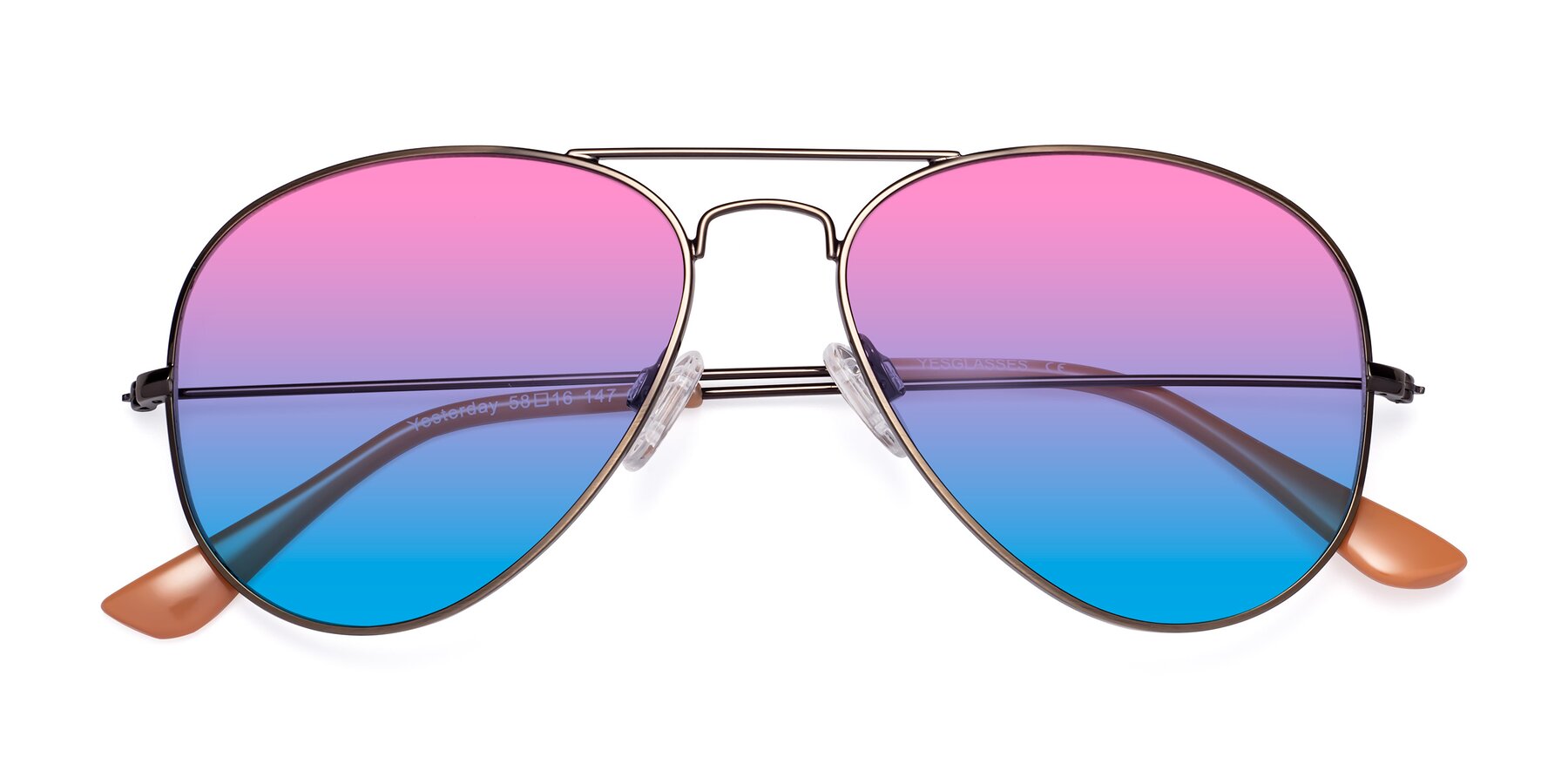 Folded Front of Yesterday in Antique Bronze with Pink / Blue Gradient Lenses
