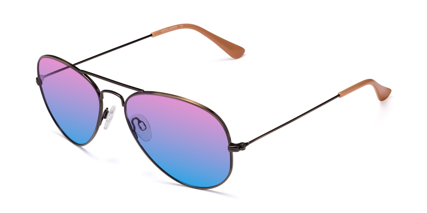 Angle of Yesterday in Antique Bronze with Pink / Blue Gradient Lenses