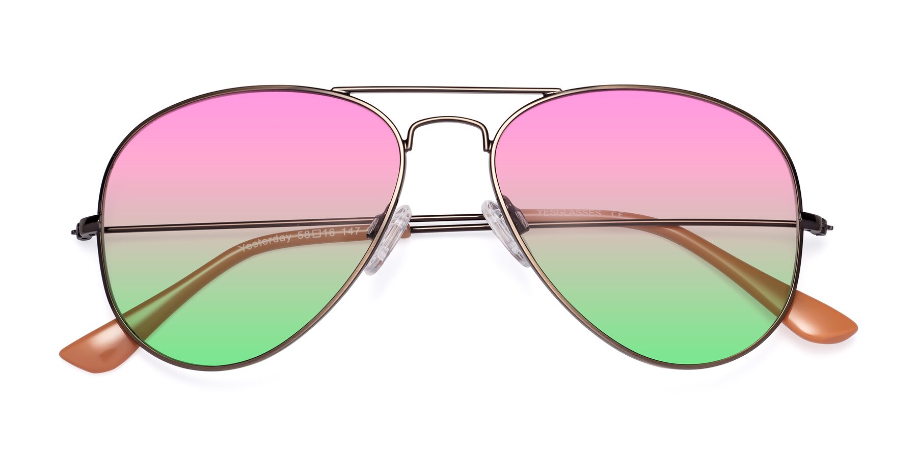 Folded Front of Yesterday in Antique Bronze with Pink / Green Gradient Lenses