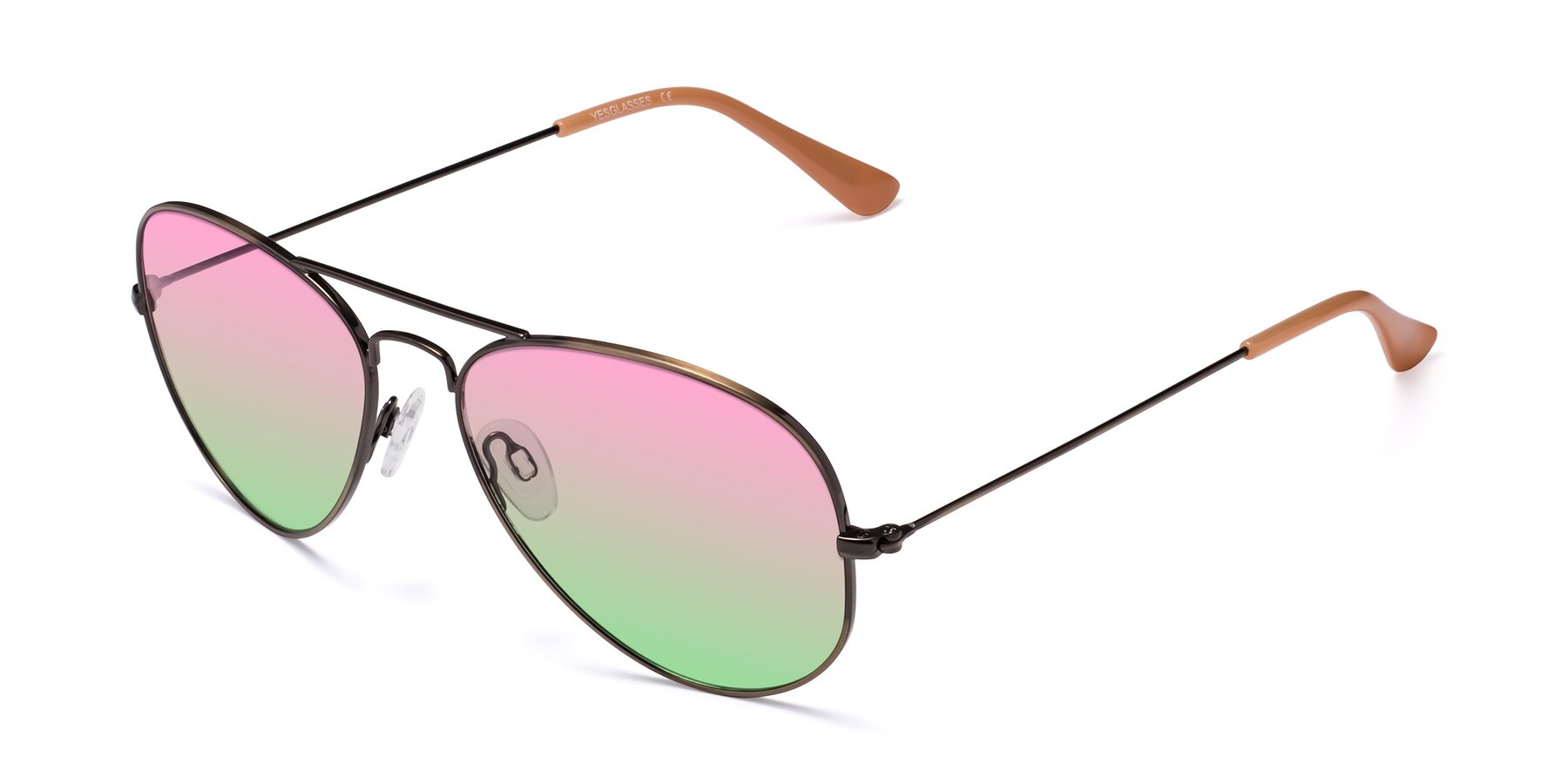 Angle of Yesterday in Antique Bronze with Pink / Green Gradient Lenses