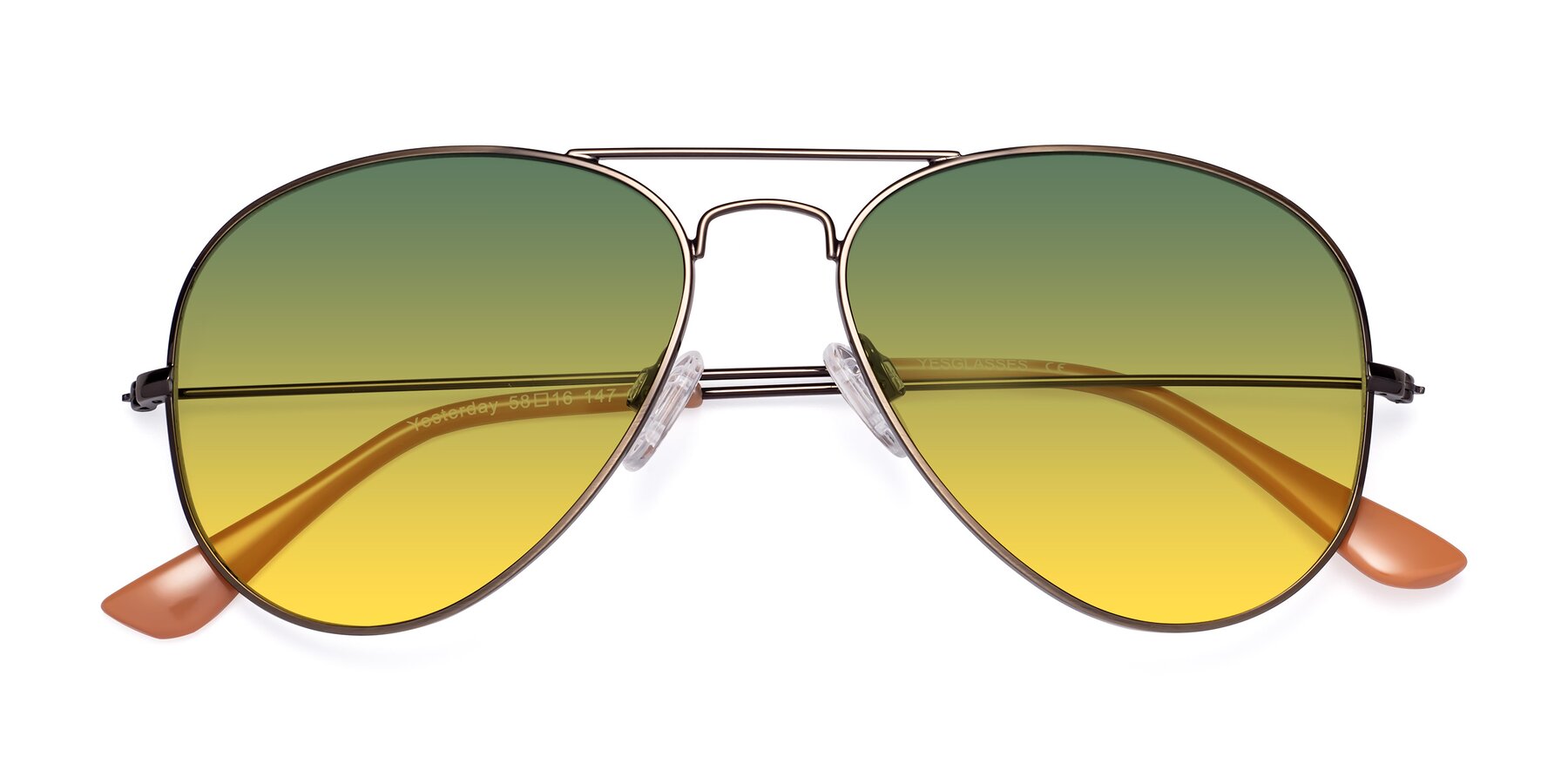 Folded Front of Yesterday in Antique Bronze with Green / Yellow Gradient Lenses