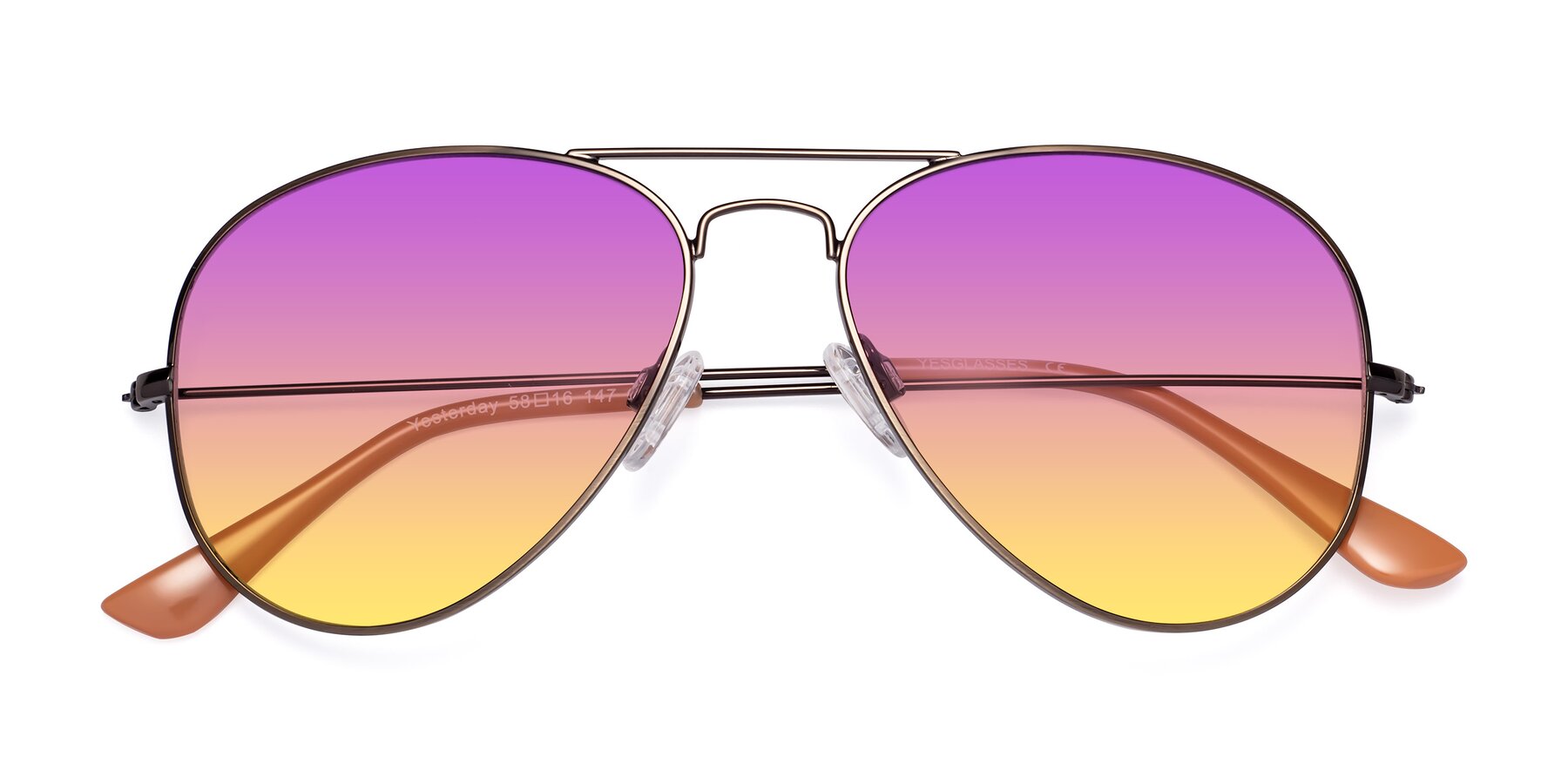 Folded Front of Yesterday in Antique Bronze with Purple / Yellow Gradient Lenses