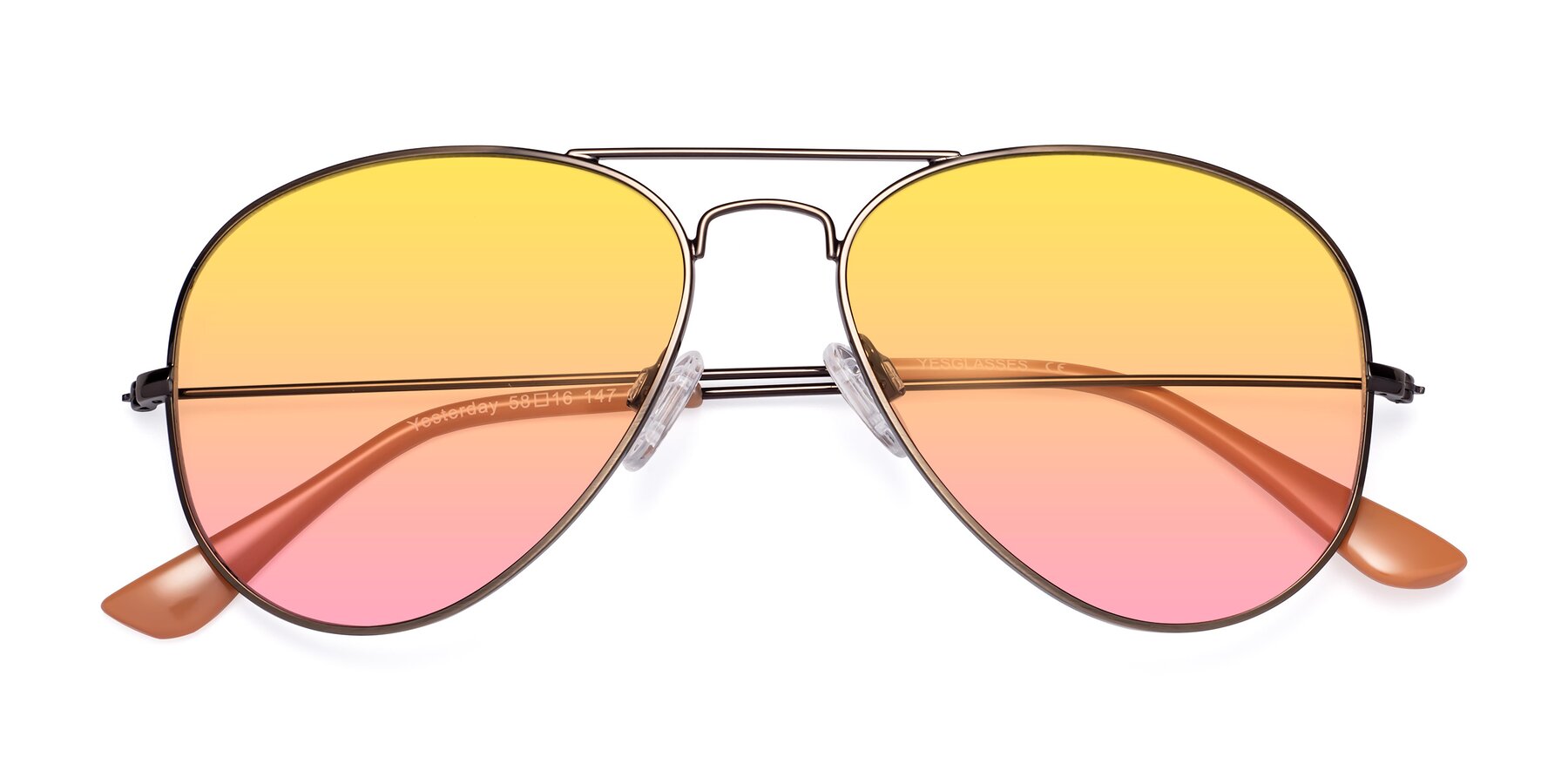Folded Front of Yesterday in Antique Bronze with Yellow / Pink Gradient Lenses