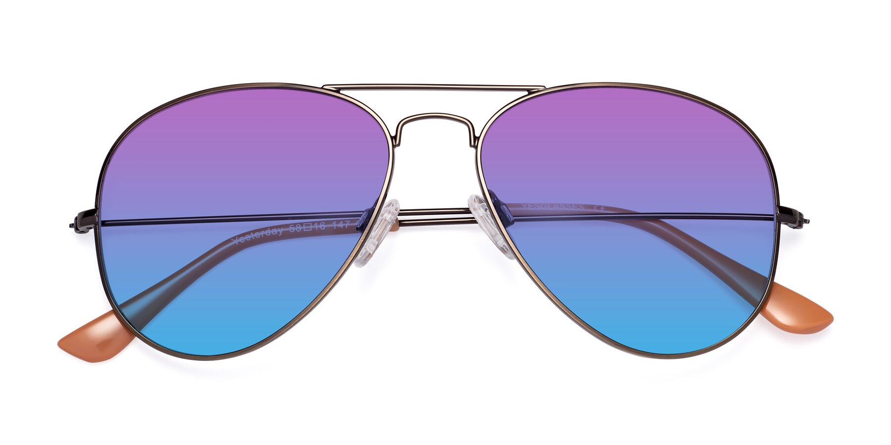 Folded Front of Yesterday in Antique Bronze with Purple / Blue Gradient Lenses