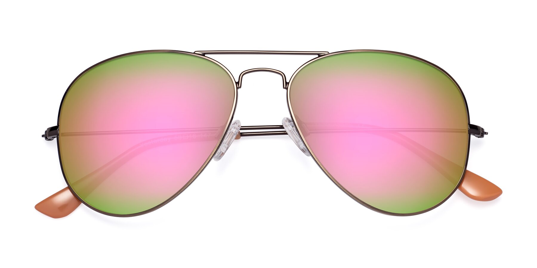 Folded Front of Yesterday in Antique Bronze with Pink Mirrored Lenses