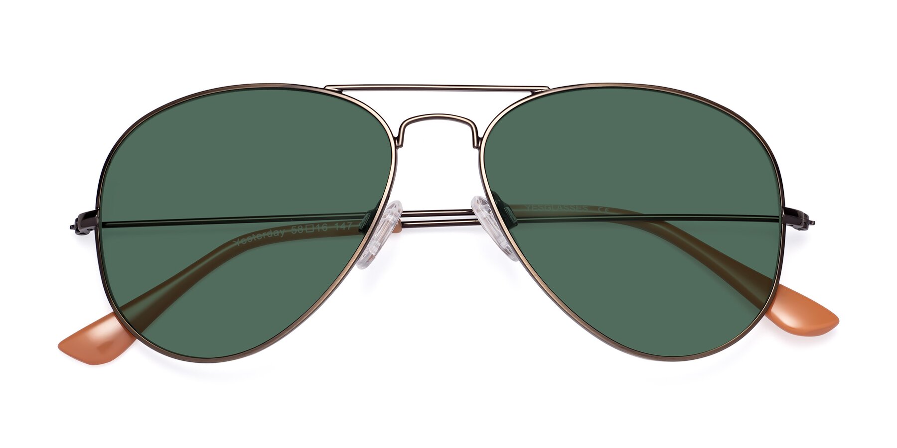 Folded Front of Yesterday in Antique Bronze with Green Polarized Lenses