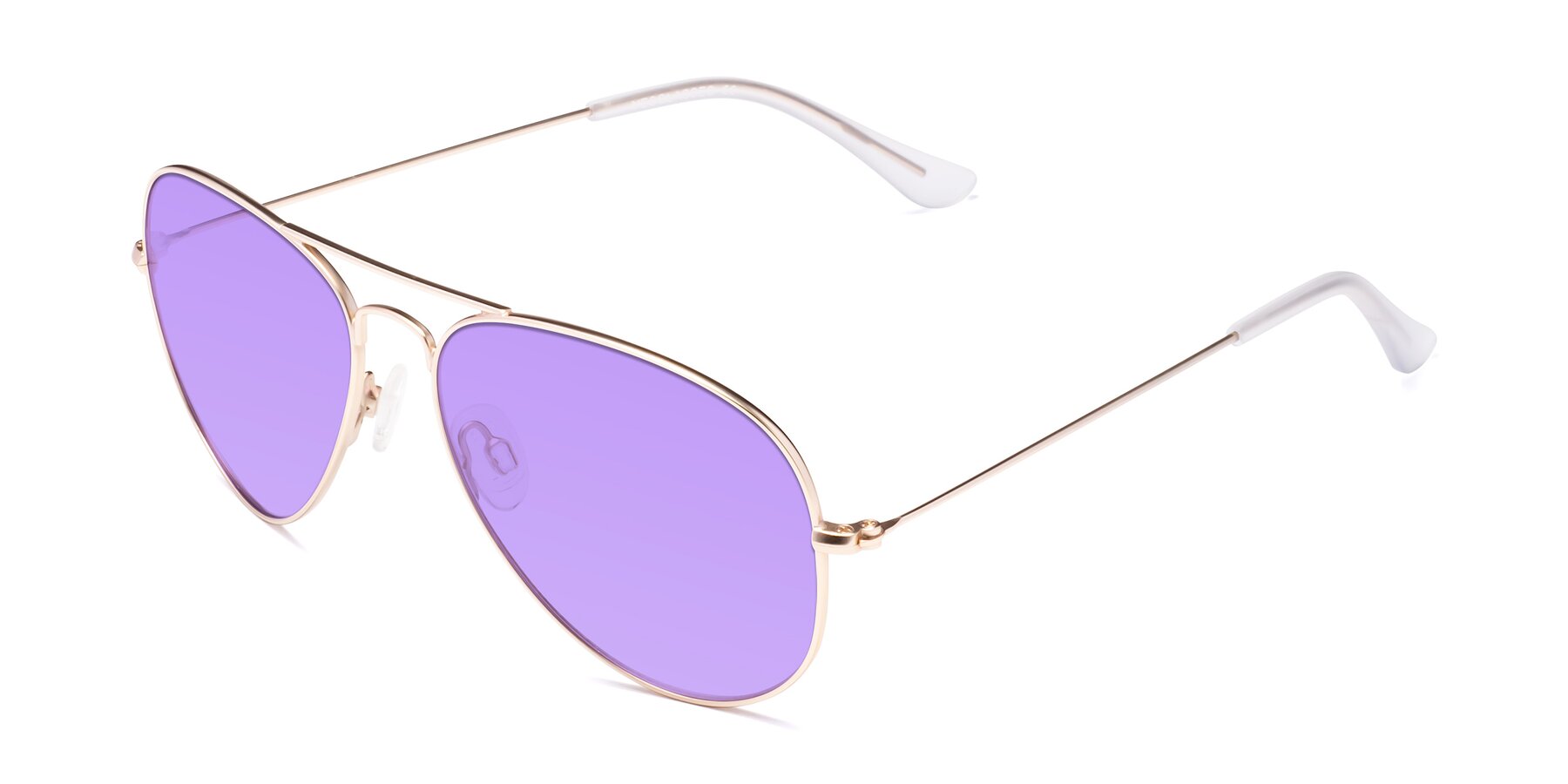 Angle of Yesterday in Jet Gold with Medium Purple Tinted Lenses