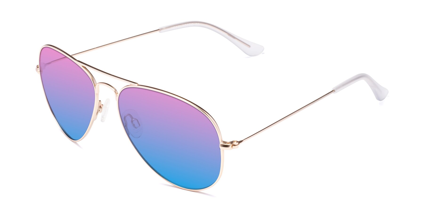Angle of Yesterday in Jet Gold with Pink / Blue Gradient Lenses