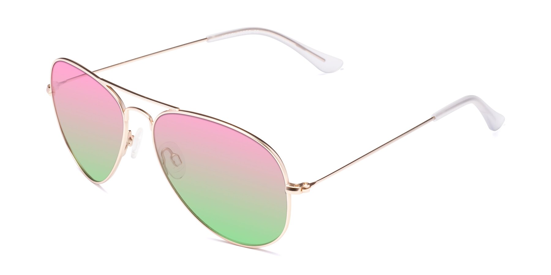 Angle of Yesterday in Jet Gold with Pink / Green Gradient Lenses