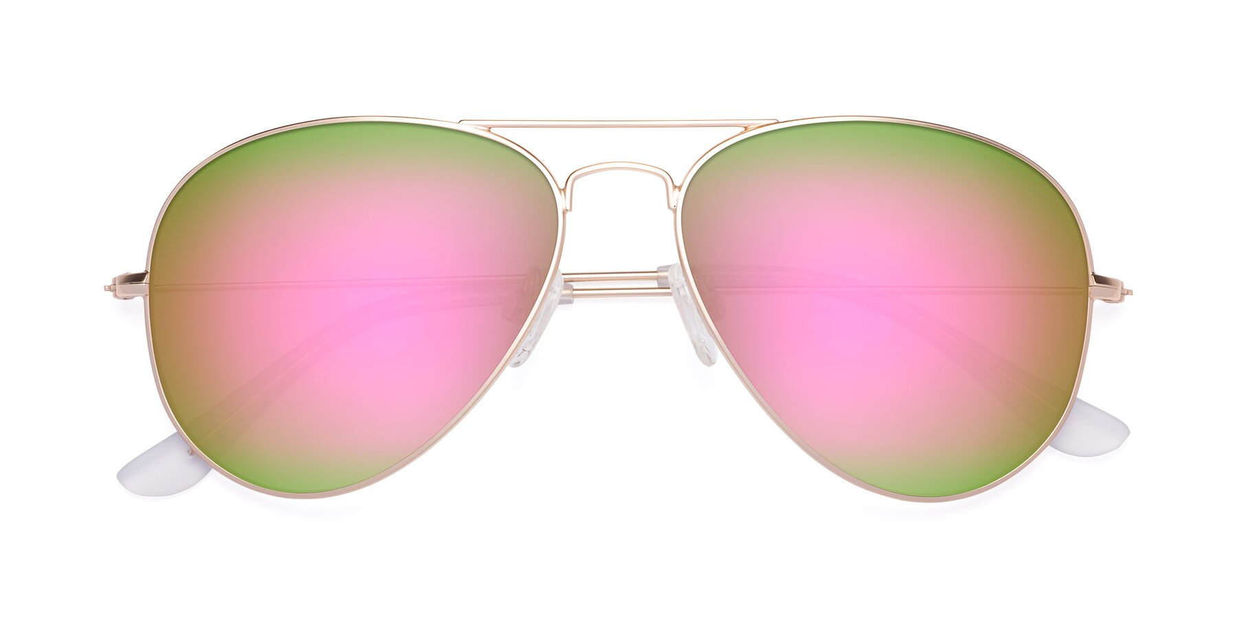 Folded Front of Yesterday in Jet Gold with Pink Mirrored Lenses