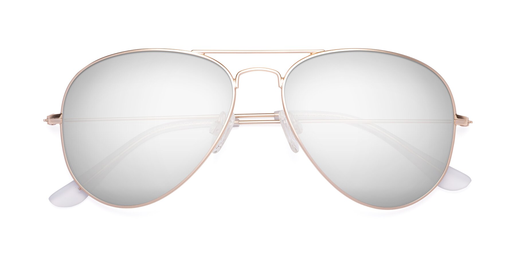 Jet Gold Thin Aviator Mirrored Sunglasses with Silver Sunwear Lenses - Yesterday