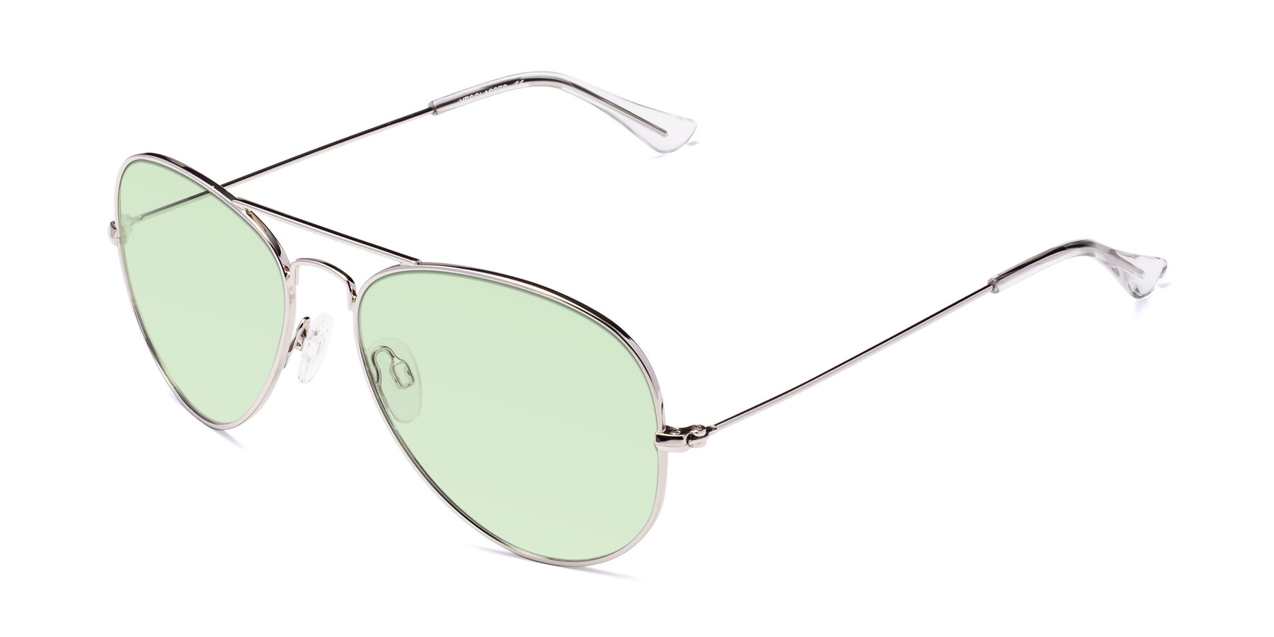 Angle of Yesterday in Silver with Light Green Tinted Lenses