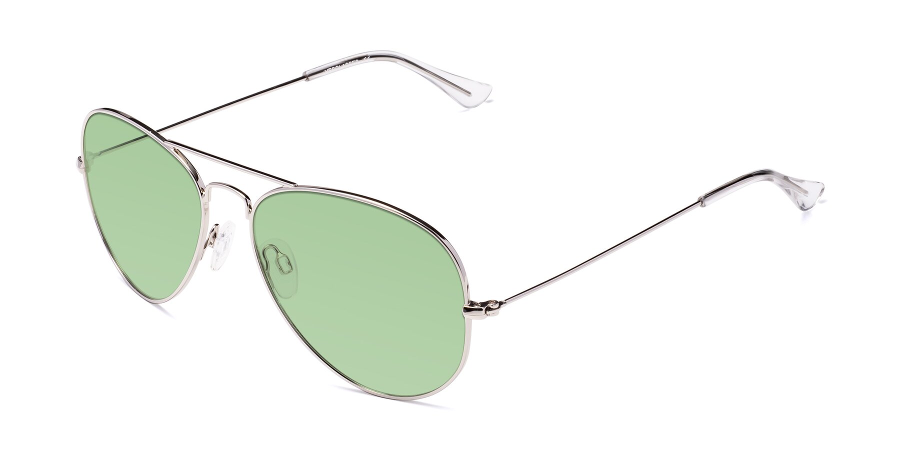 Angle of Yesterday in Silver with Medium Green Tinted Lenses