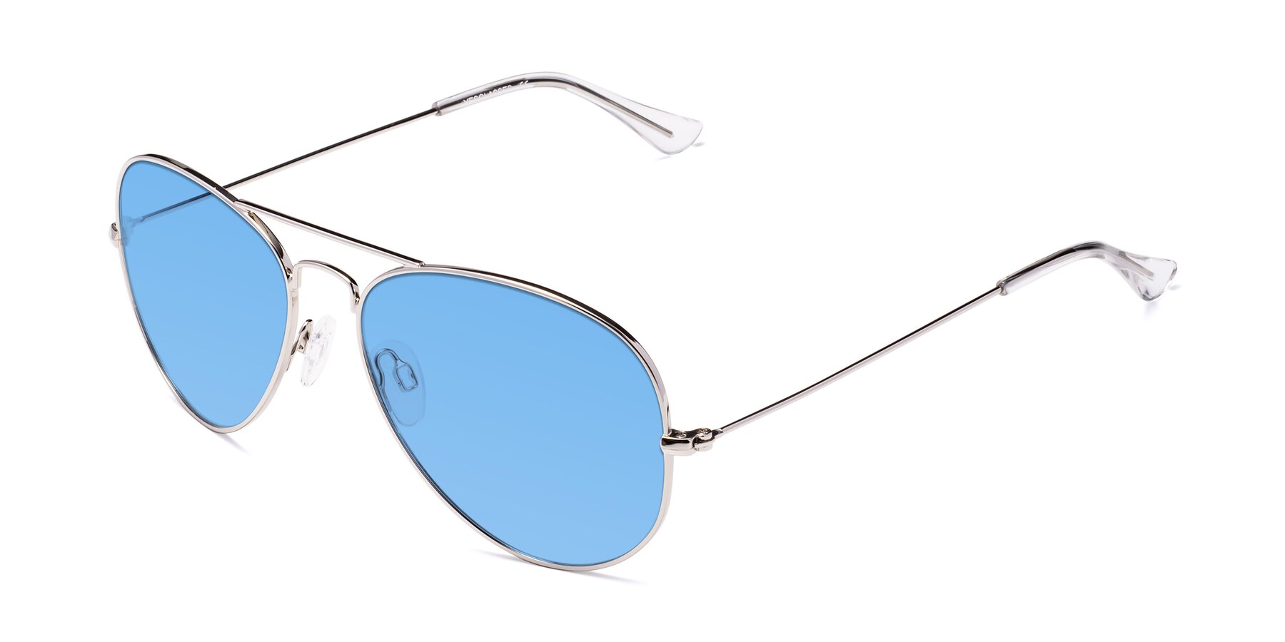 Angle of Yesterday in Silver with Medium Blue Tinted Lenses