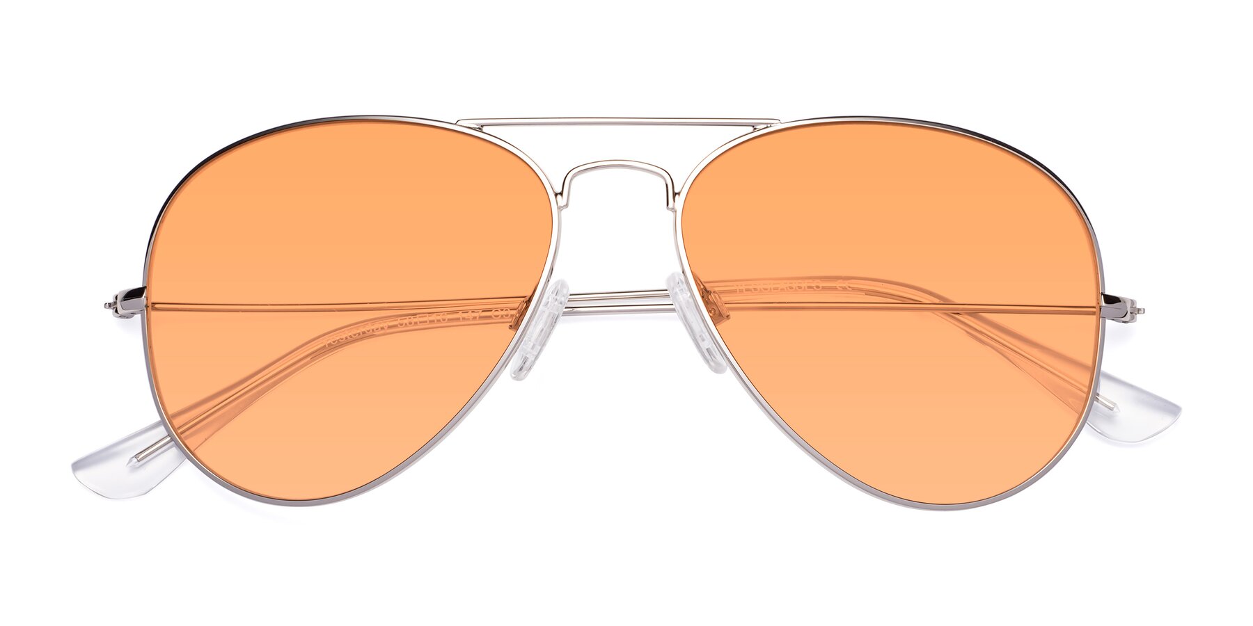 Folded Front of Yesterday in Silver with Medium Orange Tinted Lenses