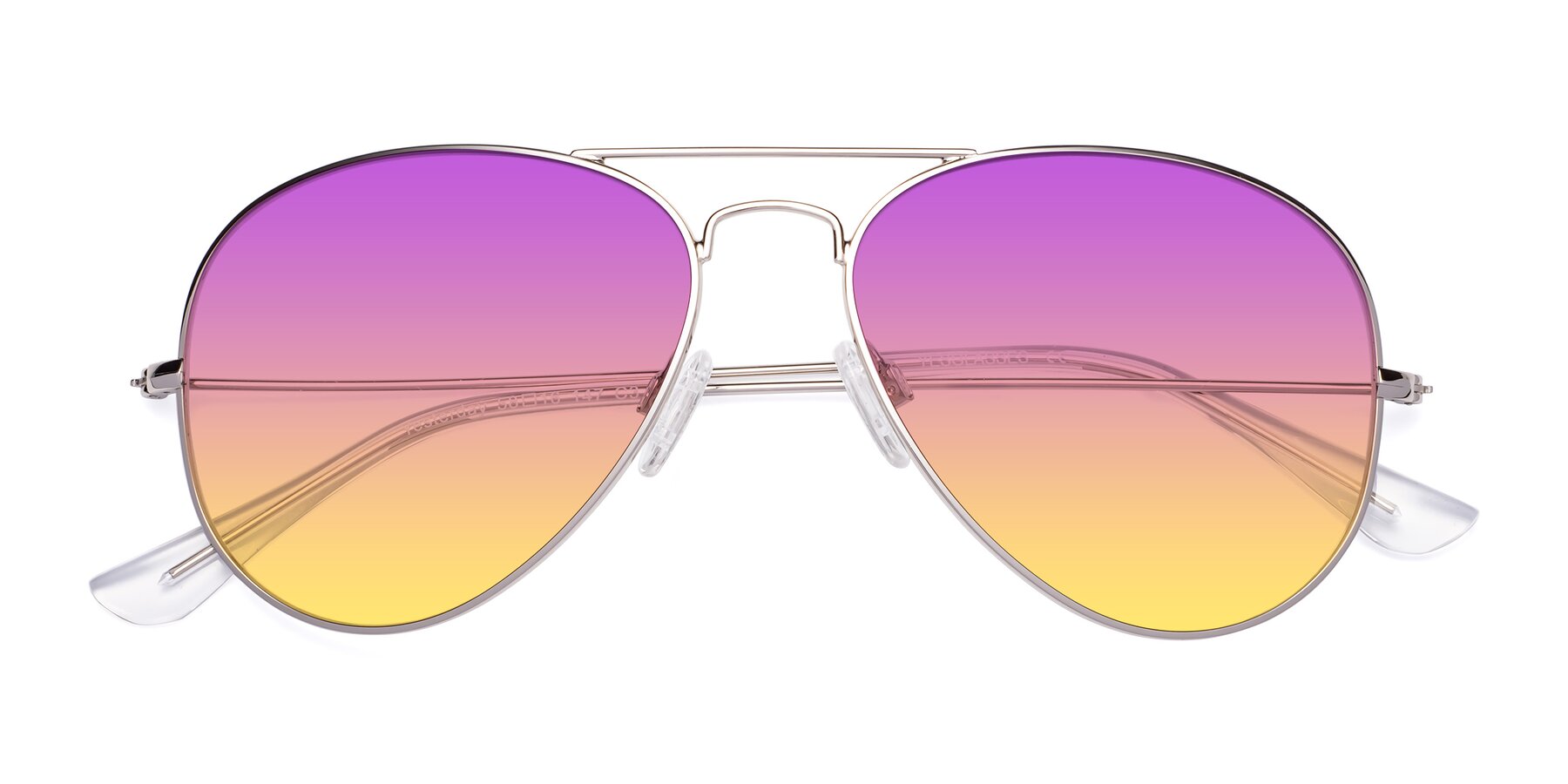 Silver Grandpa Thin Aviator Gradient Sunglasses with Blue Sunwear Lenses