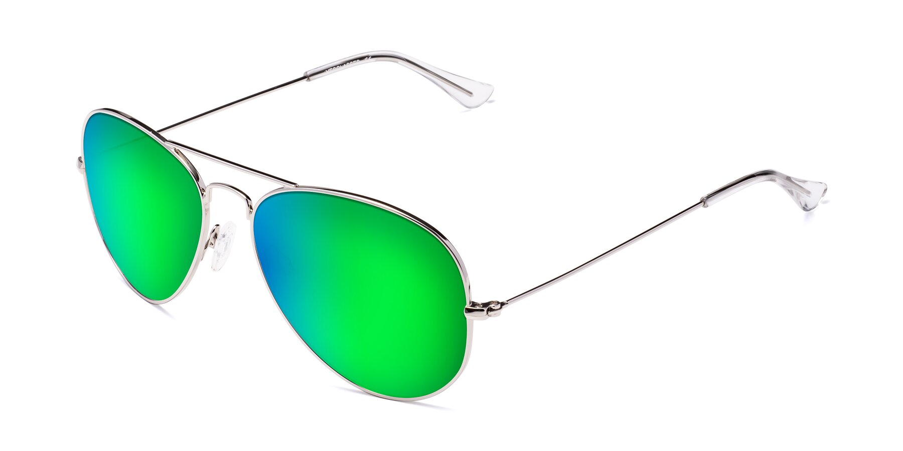 Angle of Yesterday in Silver with Green Mirrored Lenses