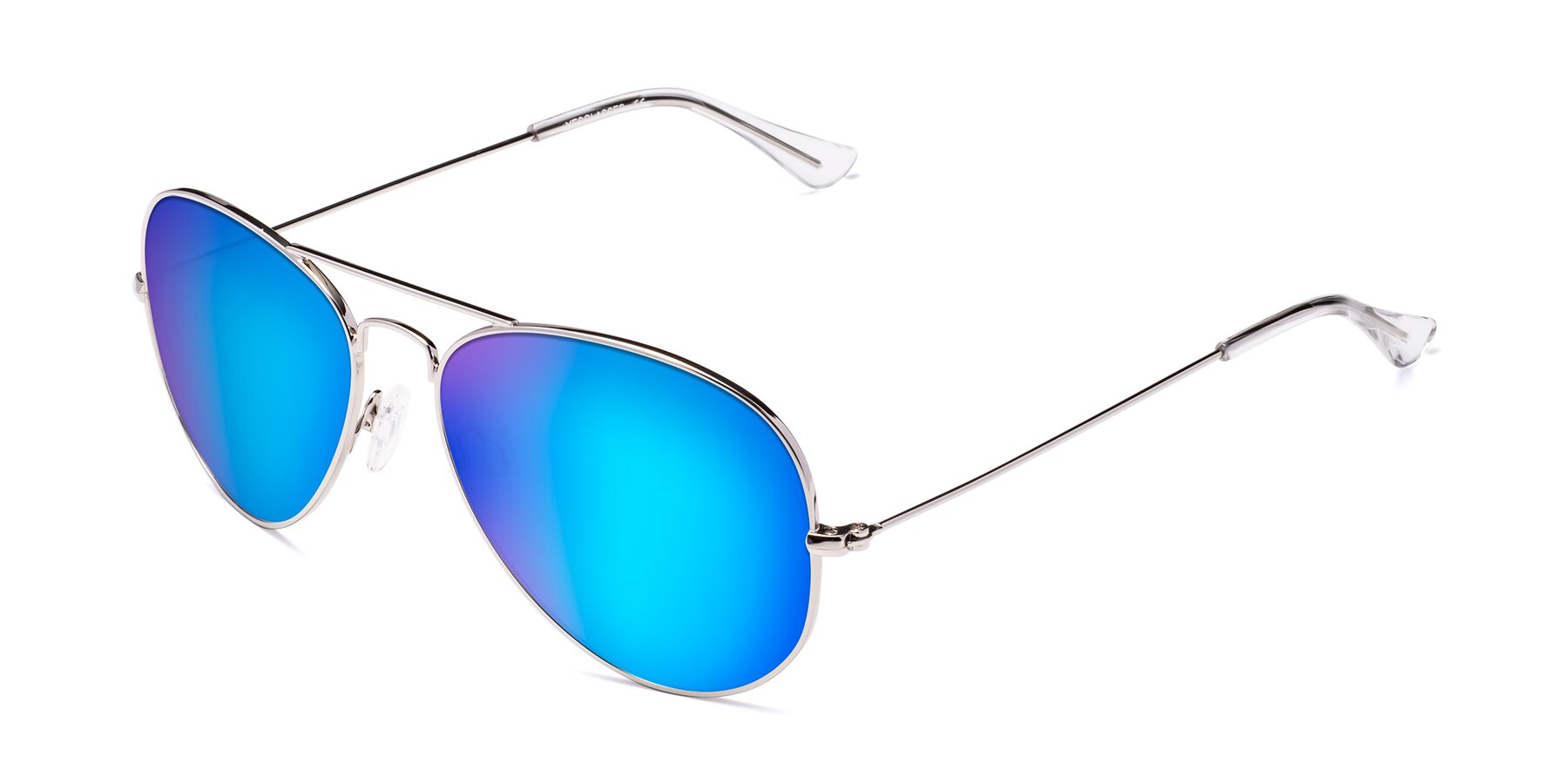 Angle of Yesterday in Silver with Blue Mirrored Lenses