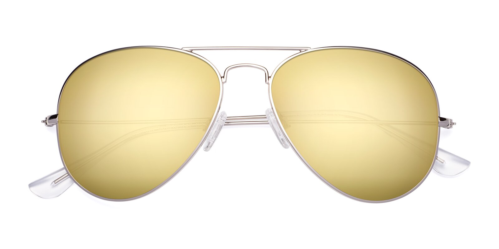 Silver Grandpa Thin Aviator Mirrored Sunglasses With Gold Sunwear Lenses Yesterday 3327