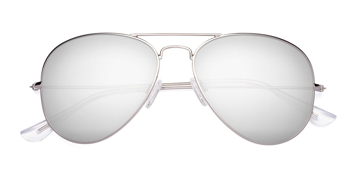 Silver Grandpa Thin Aviator Mirrored Sunglasses With Silver Sunwear Lenses Yesterday 7357