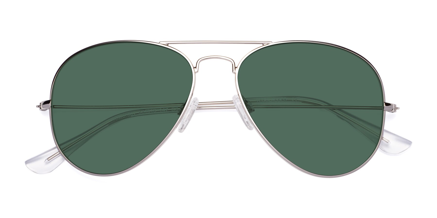 Folded Front of Yesterday in Silver with Green Polarized Lenses