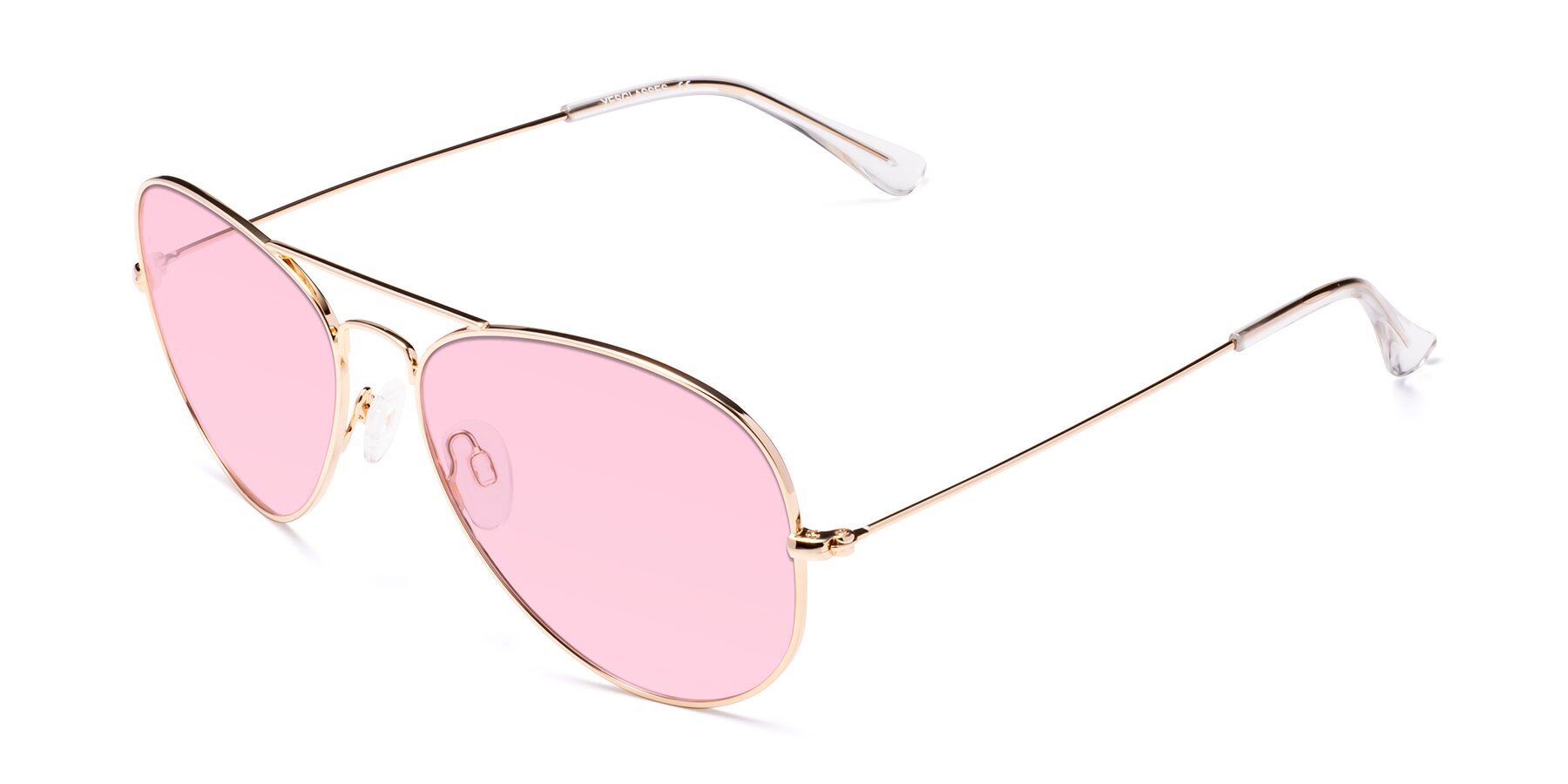 Shiny Gold Grandpa Thin Aviator Tinted Sunglasses with Light Pink Sunwear Lenses
