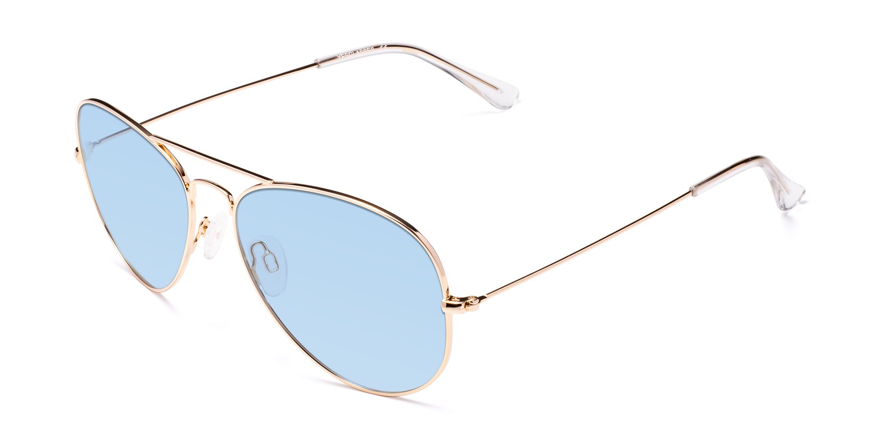 Angle of Yesterday in Shiny Gold with Light Blue Tinted Lenses