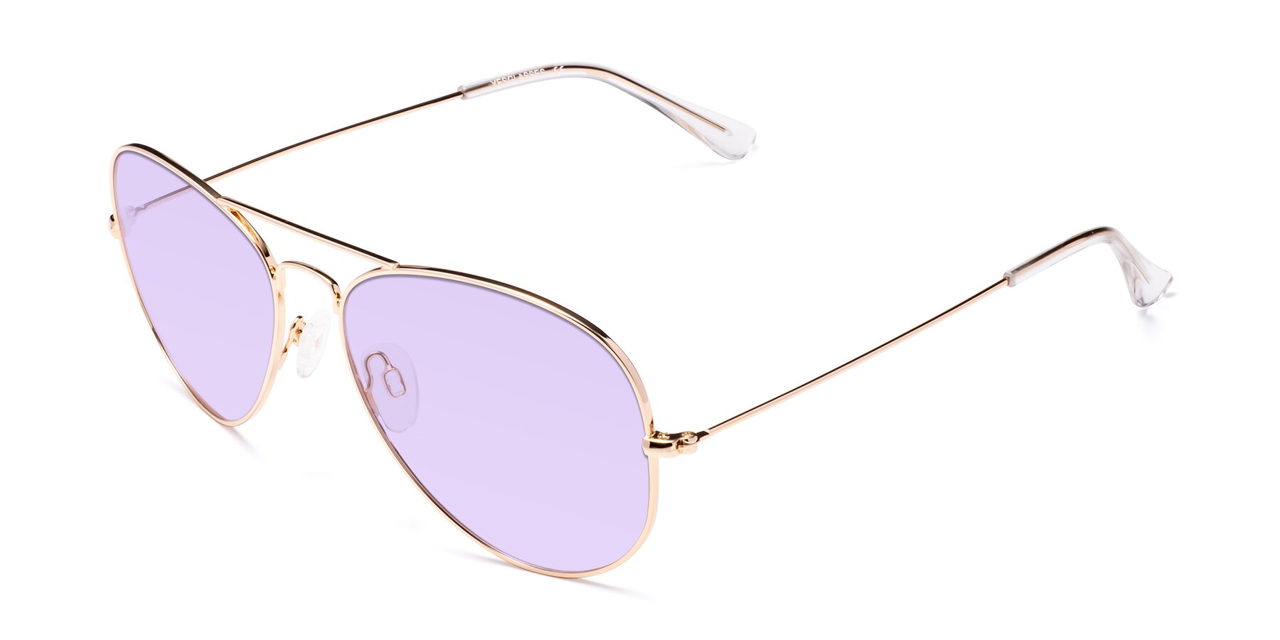 Angle of Yesterday in Shiny Gold with Light Purple Tinted Lenses