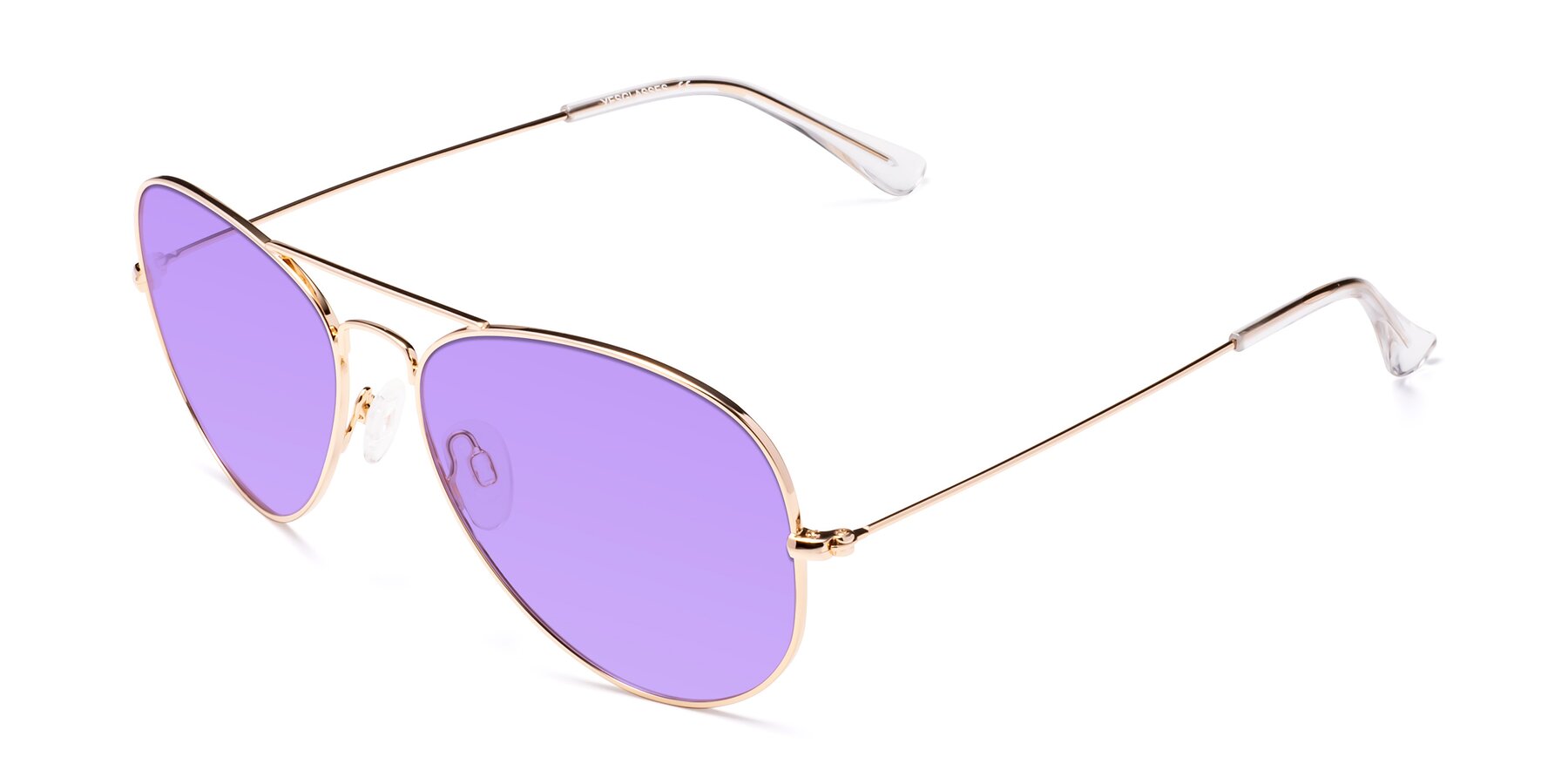 Angle of Yesterday in Shiny Gold with Medium Purple Tinted Lenses