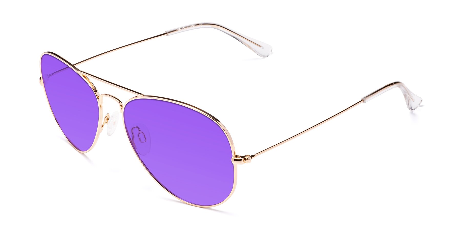 Angle of Yesterday in Shiny Gold with Purple Tinted Lenses