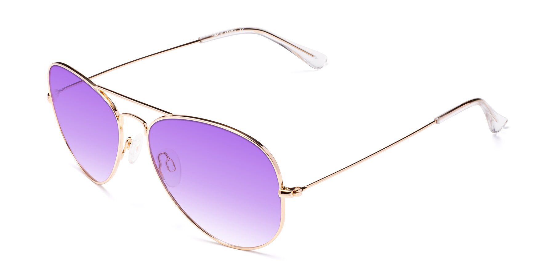 Angle of Yesterday in Shiny Gold with Purple Gradient Lenses