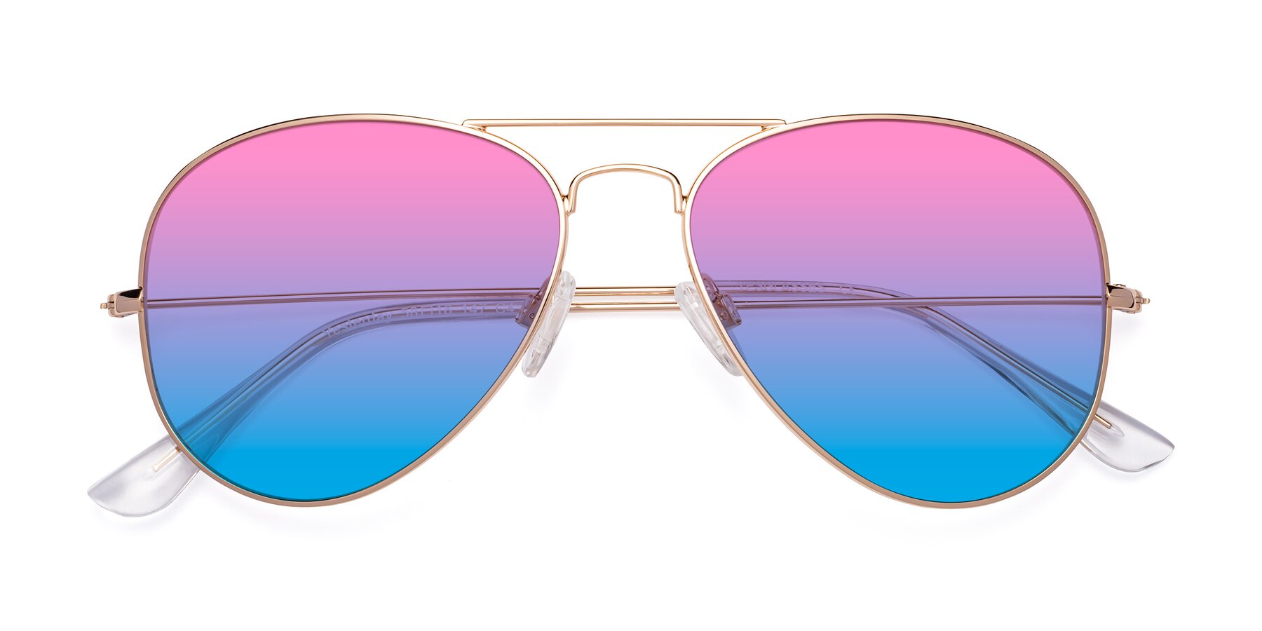 Folded Front of Yesterday in Shiny Gold with Pink / Blue Gradient Lenses