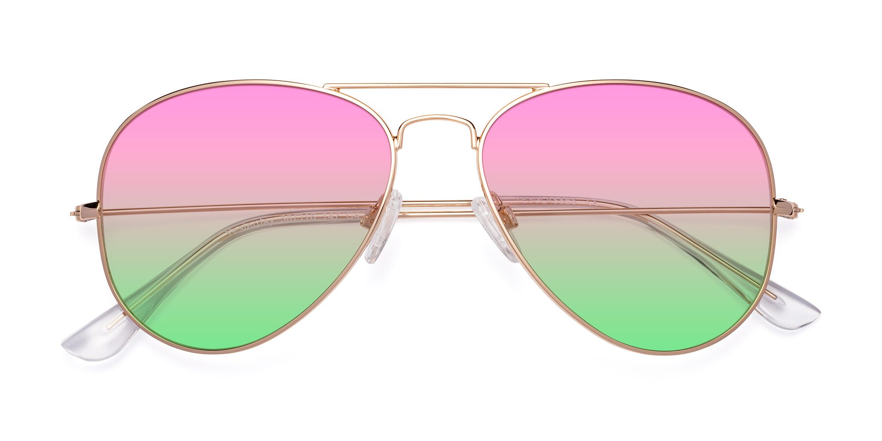 Folded Front of Yesterday in Shiny Gold with Pink / Green Gradient Lenses