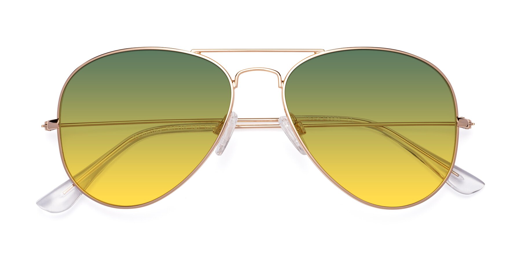 Folded Front of Yesterday in Shiny Gold with Green / Yellow Gradient Lenses