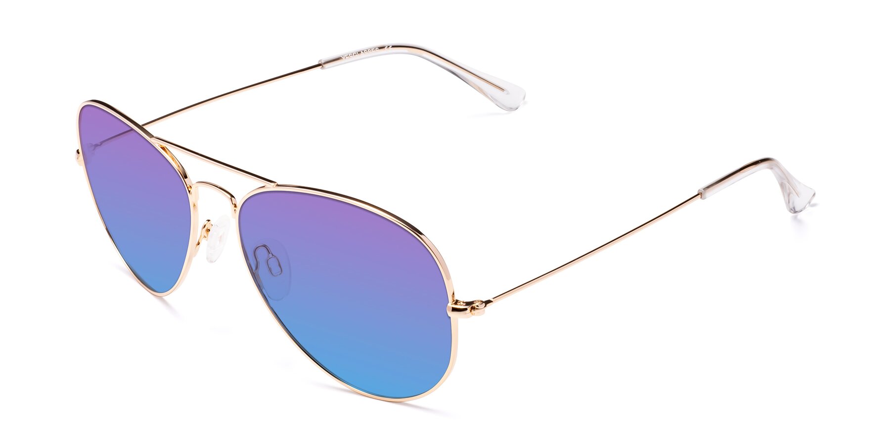 Angle of Yesterday in Shiny Gold with Purple / Blue Gradient Lenses