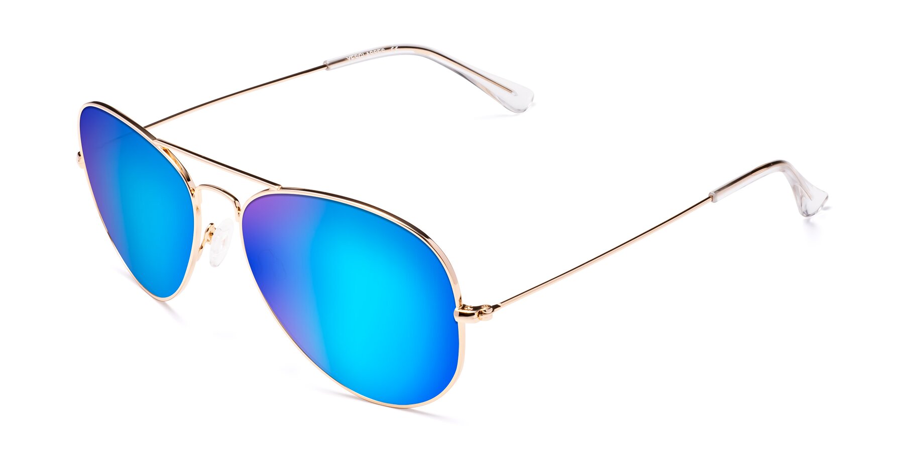 Angle of Yesterday in Shiny Gold with Blue Mirrored Lenses