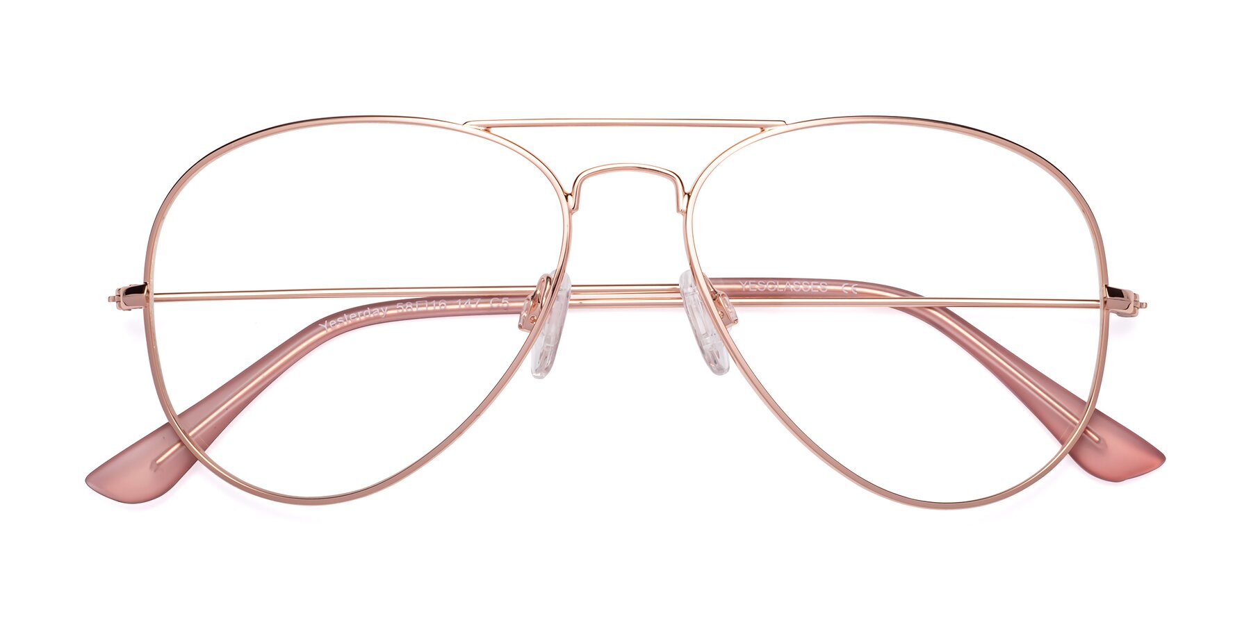 Folded Front of Yesterday in Rose Gold with Clear Blue Light Blocking Lenses